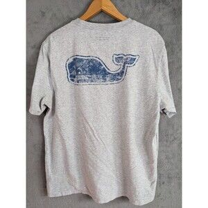 Vineyard Vines T Shirt Men's Large Gray Whale Logo Chest Pocket Short Sleeves